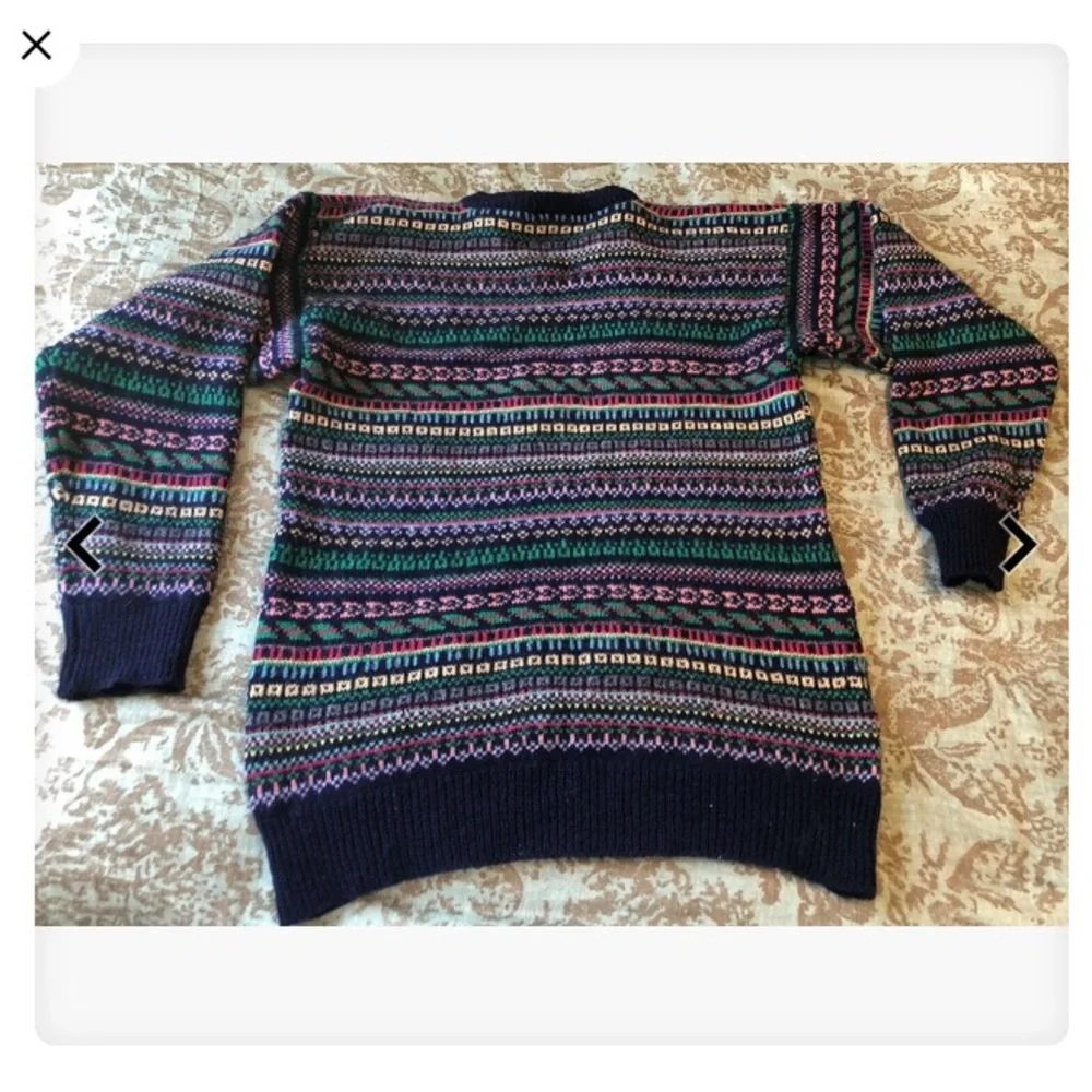 Vintage Laura Ashley Fair Isle Crew Neck Sweater S/M - Picture 7 of 8